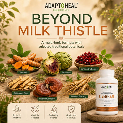 ADAPTOHEAL Liverheal Liver Support Milk Thistle, Turmeric (180 Caps)