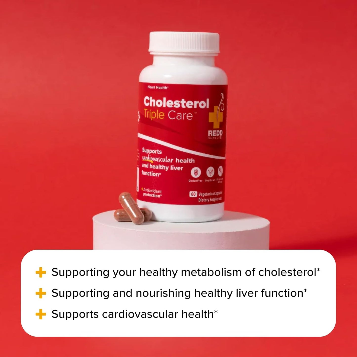 Redd Remedies, Cholesterol Triple Care, Supports Healthy Cholesterol Levels and Liver Function, 60 Vegetarian Capsules