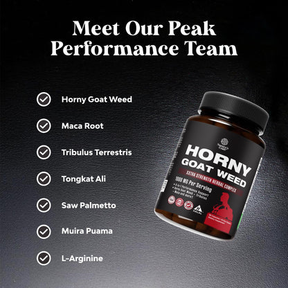 Horny Goat Weed for Men - Extra Strength Male Supplement with Black Maca Root, Tongkat Ali, Saw Palmetto & Panax Ginseng Extract for Stamina & Energy - 60 Count