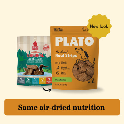 Plato Real Strips Salmon Recipe Dog Treats, Air-Dried High-Protein Soft Strips, Omega-Rich Skin & Coat Support, 18 oz