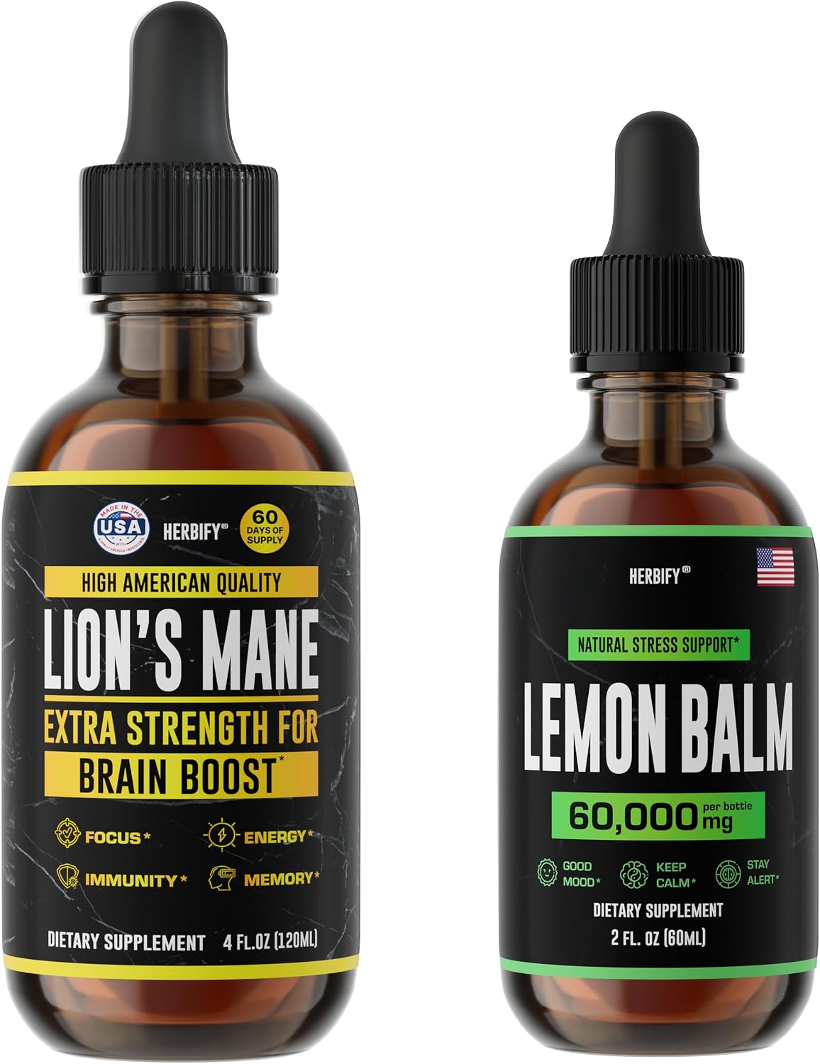 HERBIFY Bundle - Lions Mane Drops & Lemon Balm - Brain and Immune Support