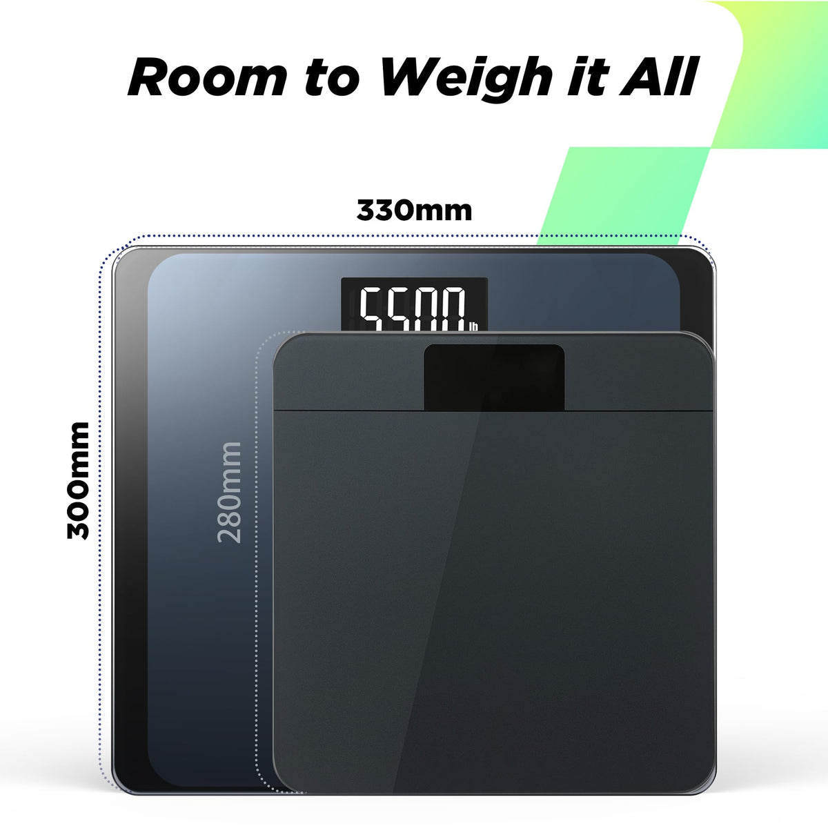 RunSTAR 550lb Bathroom Digital Scale for Body Weight with Ultra-Wide Platform and Large
