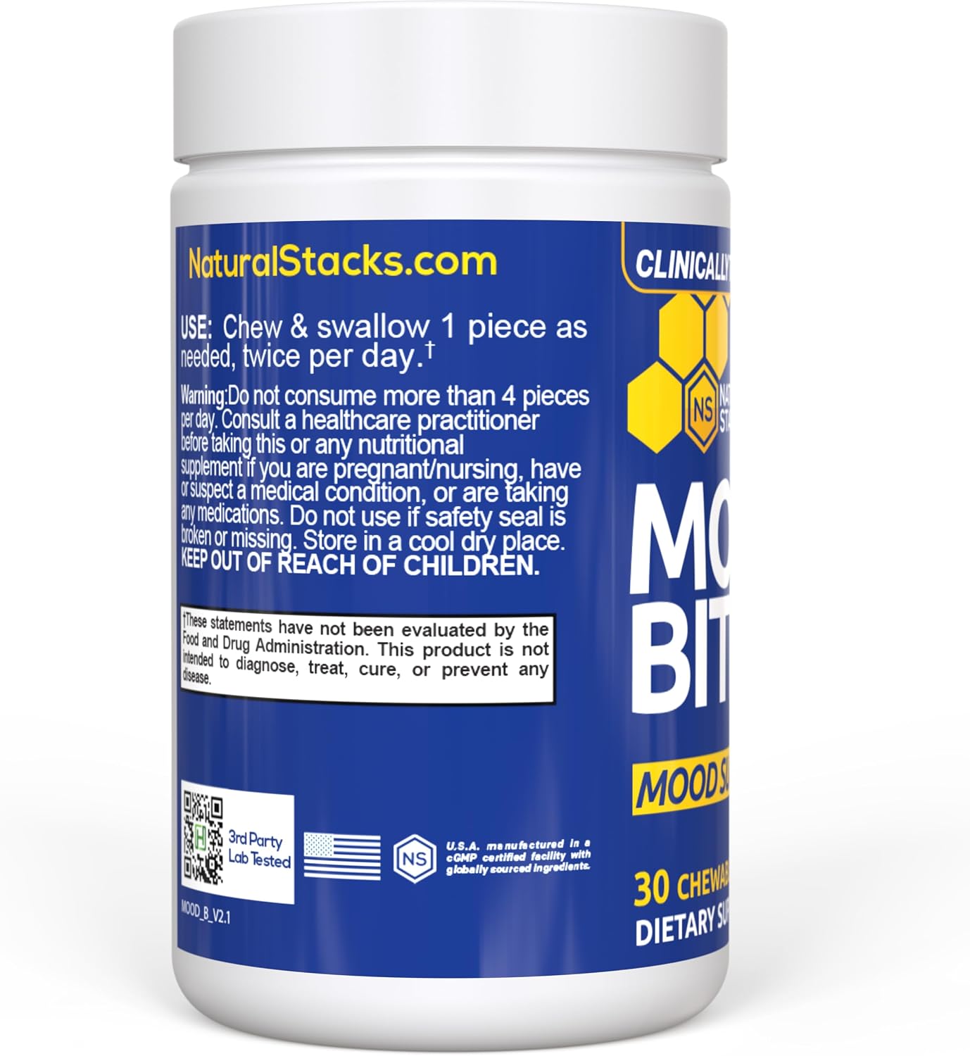 Saffron Mood Support Bites With Vitamin B3, Citrus Peach, 30 Chewables | 14mg Affron saffron extract and 62mg niacin support a positive outlook and everyday stress management.