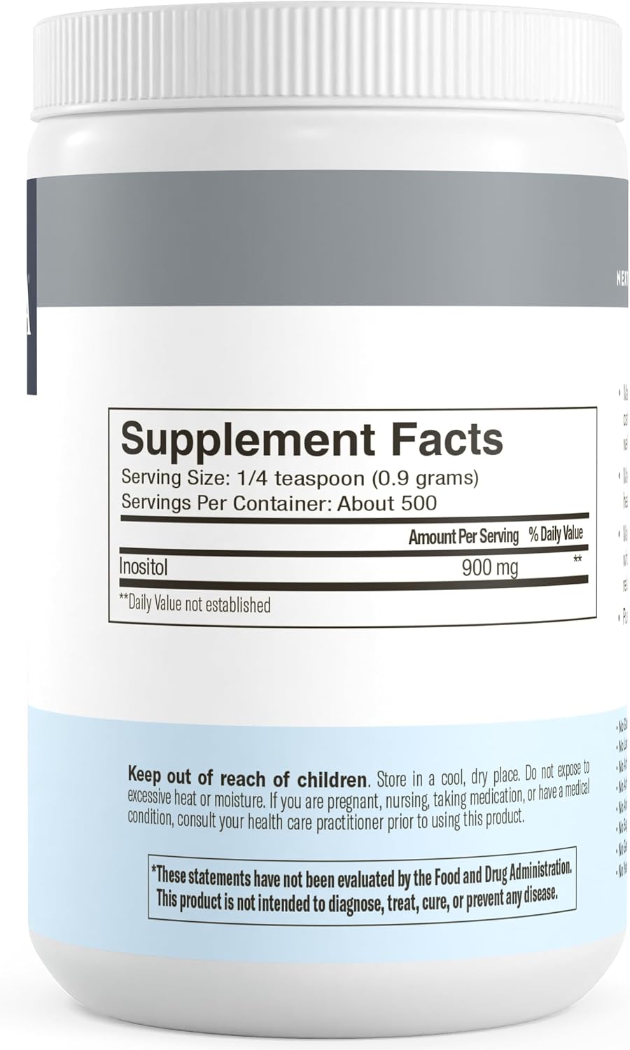 FREEDA Pure Myo-Inositol Powder – Vitamin B8 for Hormone, Mood & Cellular Health – Supports Fertility, Focus, Energy & Nervous System Function – Kosher, Vegan, Non-GMO, Gluten-Free (16 oz) | One-Ingredient Formula with No Fillers, Sweeteners, or Additives