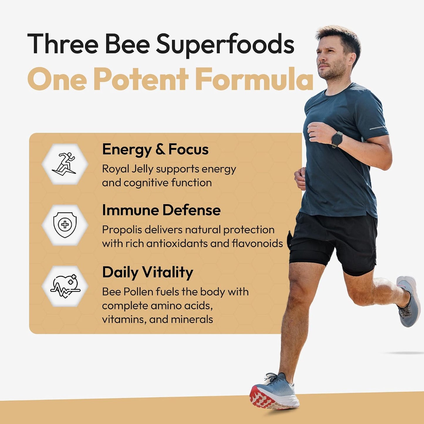 Bee and You Royal Jelly Tablet, Propolis Extract, Bee Pollen, 100% Natural Superfood, Ultra Pure, Immune Support Supplement, Improve Energy, Focus, Antioxidants, Fresh, Keto, Paleo, Gluten-Free | 60ct
