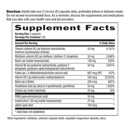 Country Life Coenzyme B-Complex, 120 Capsules | Supports Energy & Metabolism, Mood & Cognitive Function, Vegan, Gluten-Free, Bioavailable B Vitamins with Choline
