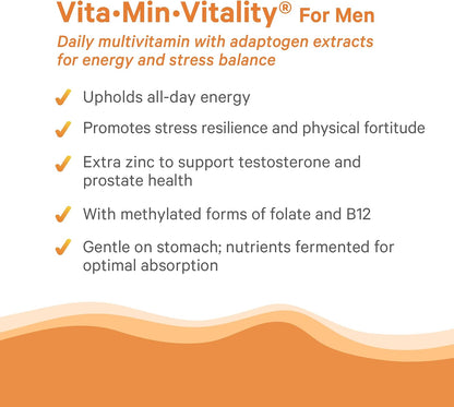 PURE SYNERGY Vita·Min·Vitality | Natural Multivitamin for Men | Men’s Daily Multivitamin Made with Organic Whole Foods | for Energy, Stress, and Immune Support (60 Tablets)