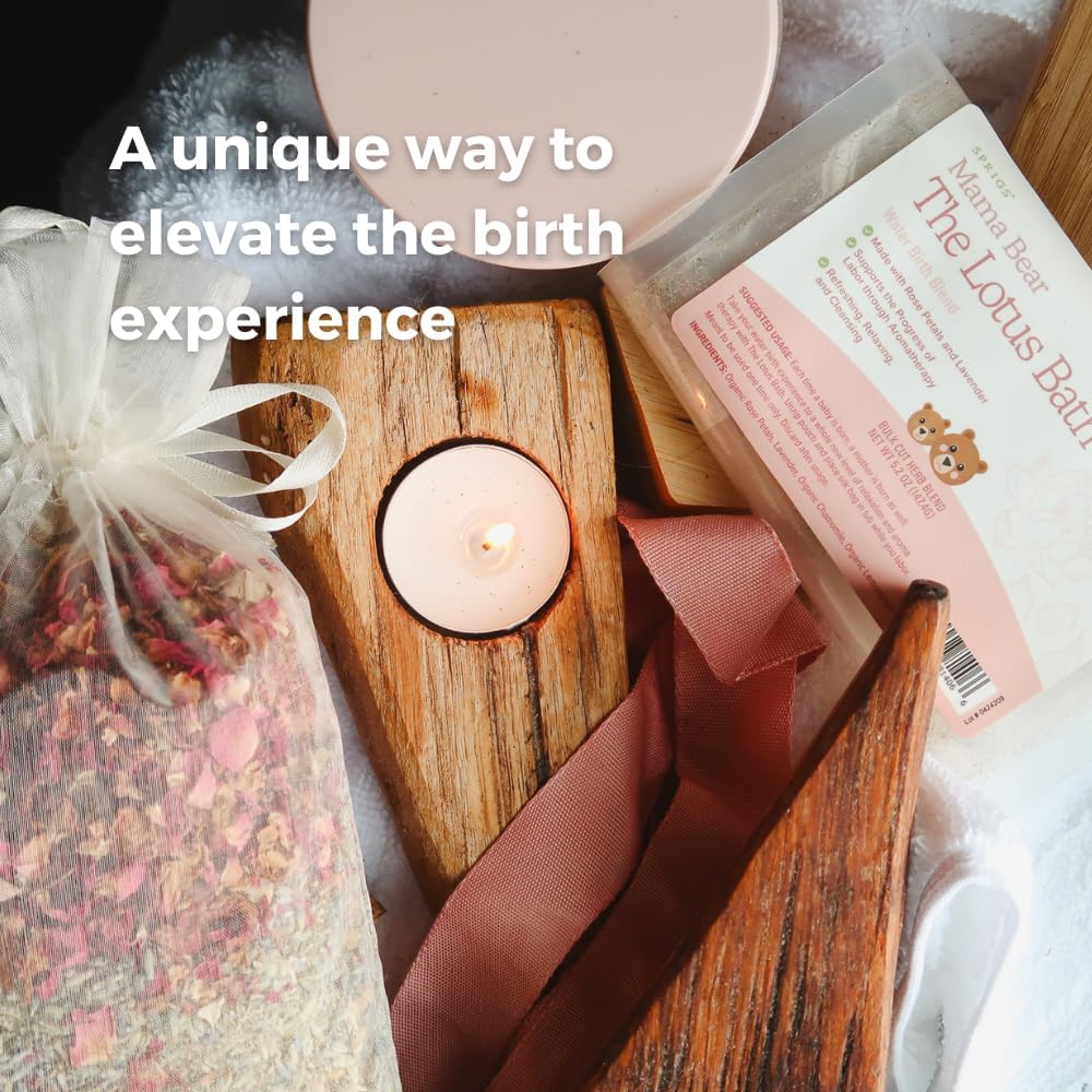 SPRIGS The Lotus Bath, 5.2 Oz | Herbal Water Birth Blend | Bathtub Additive with Soothing Natural Ingredients - Organic Rose, Chamomile, Lemongrass & Lavender | Relaxing Labor & Delivery Aromatherapy
