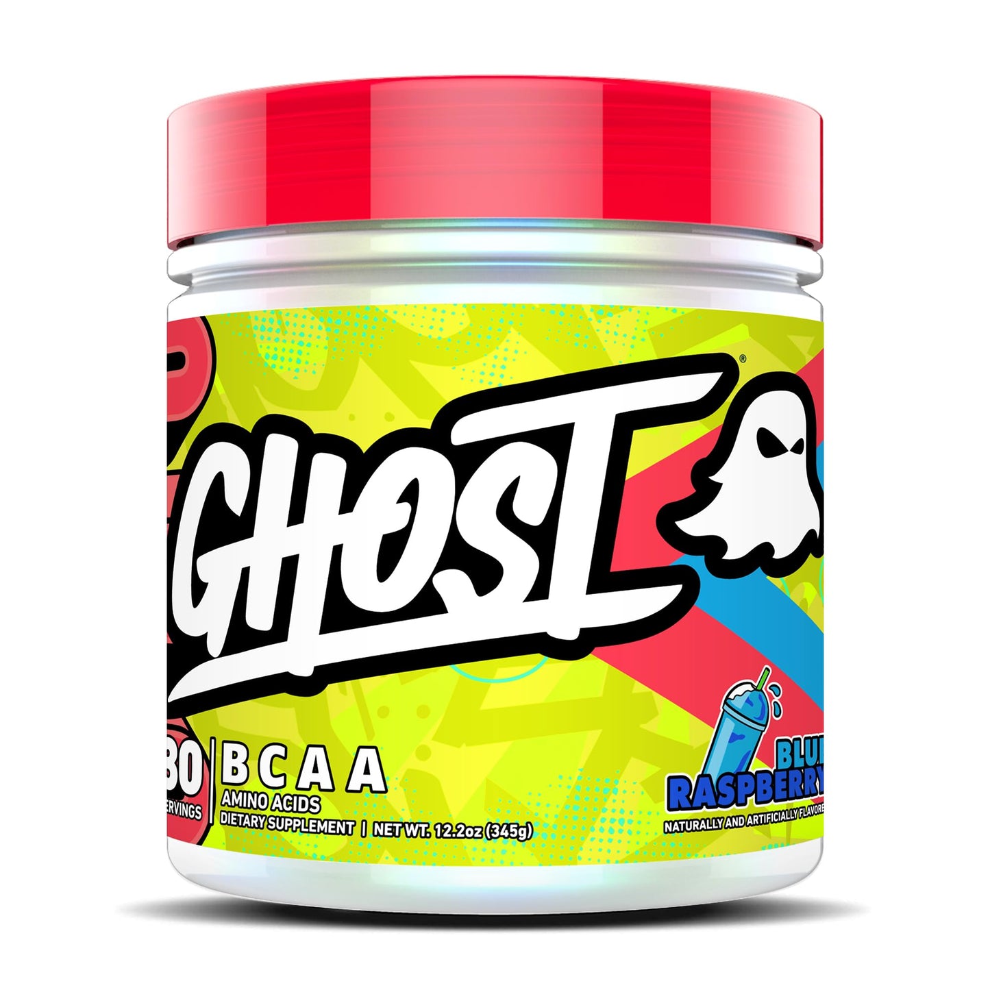 GHOST BCAA Powder Amino Acids Supplement, Sour Strips - 30 Servings - Sugar-Free Intra, Post & Pre Workout Amino Powder & Recovery Drink, 7G BCAA