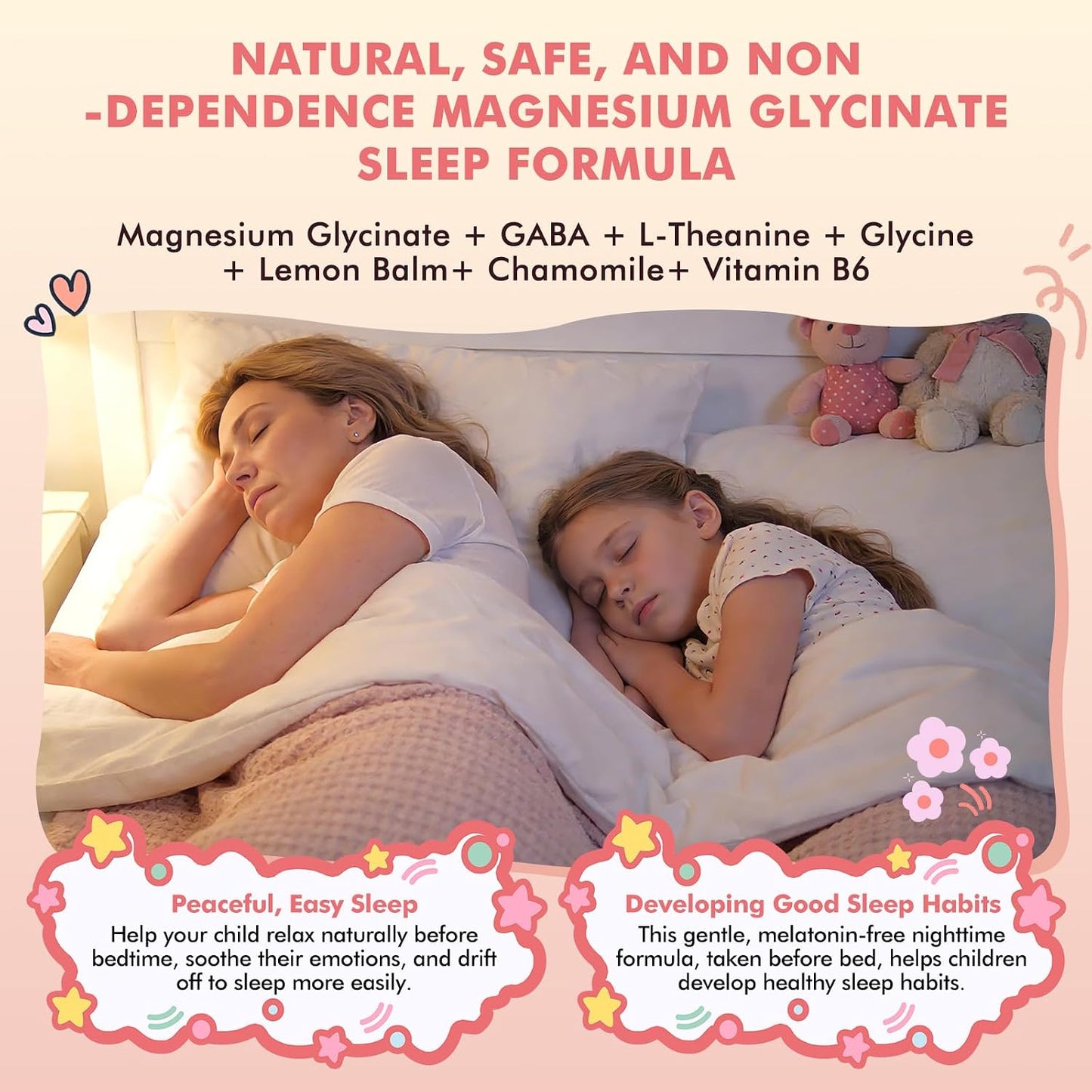 Magnesium Glycinate Liquid Drops for Kids 4+, Magnesium Glycinate 100/200 mg for Sleep, Relaxation & Calm Support, 11 in 1 Natural Gentle Sleep Aid for Kids, Sugar Free Strawberry Flavor, 2 Fl Oz