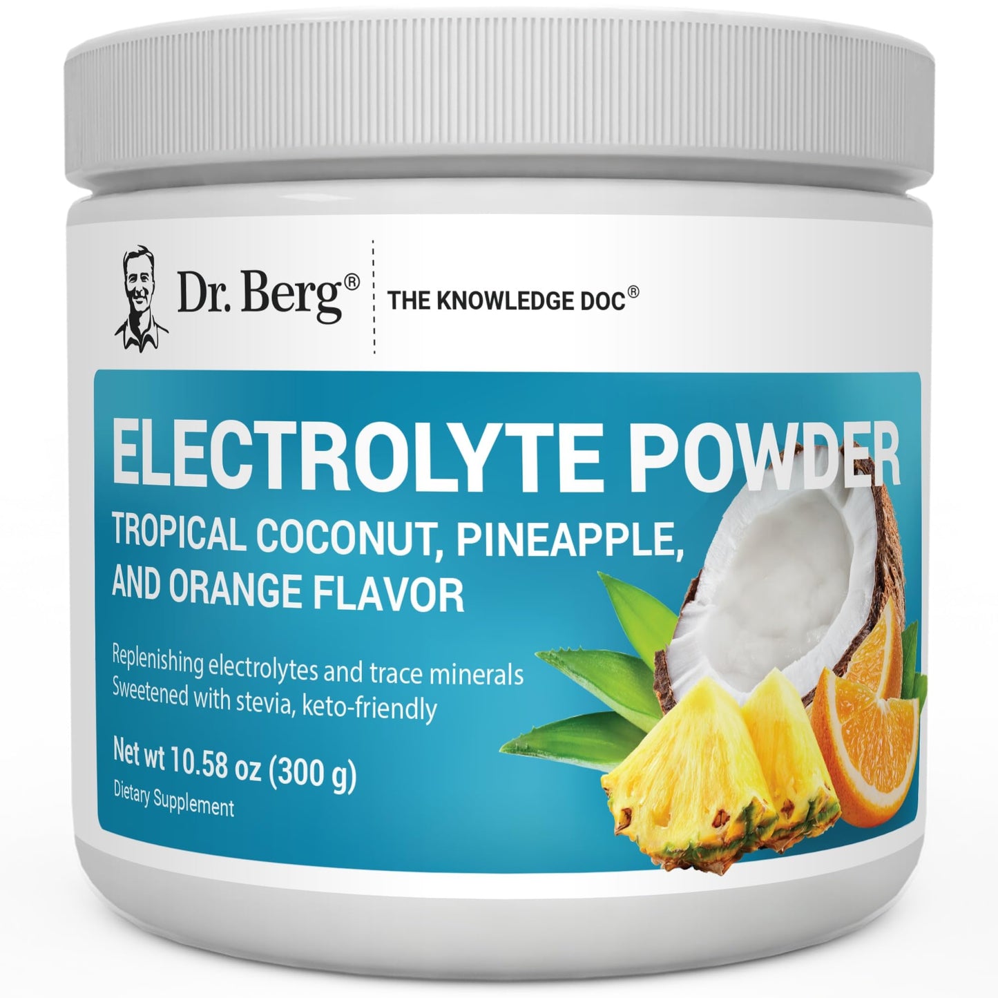 Dr. Berg Zero Sugar Hydration Keto Electrolyte Powder - Enhanced w/ 1000 mg of Potassium & Real Pink Himalayan Salt (NOT Table Salt) - Raspberry & Lemon Flavor Hydration Drink Supplement, 100 Servings