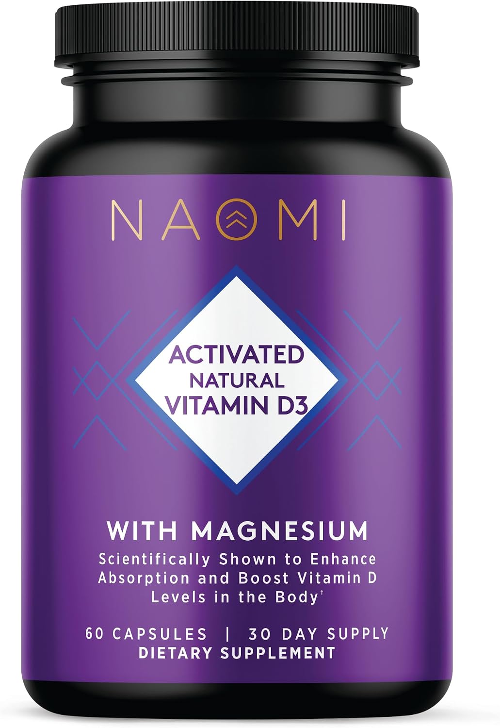 NAOMI Activated Vitamin D3 5000 IU + Magnesium 250mg - Supports Bone Strength, Immune Health & Muscle Relaxation - Cholecalciferol with Absorption Cofactor, Non-GMO, Gluten-Free, 30-Day Supply