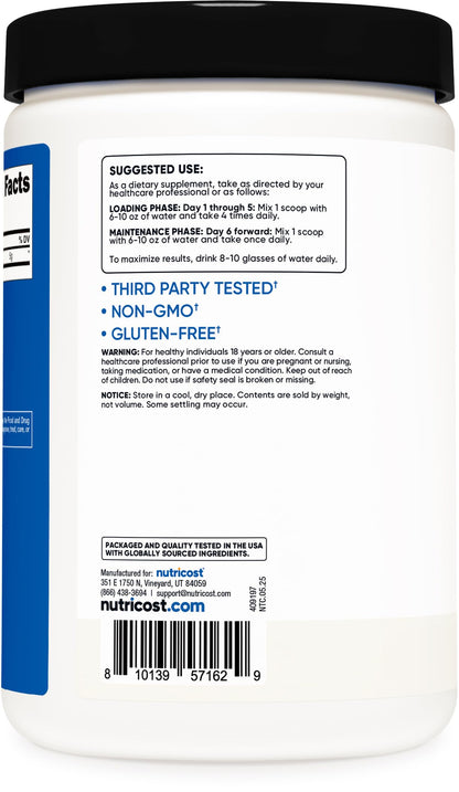 Nutricost Creatine Monohydrate Micronized Powder 500G, 5000mg Per Serv (5g) - 100 Servings, 17.9 Oz