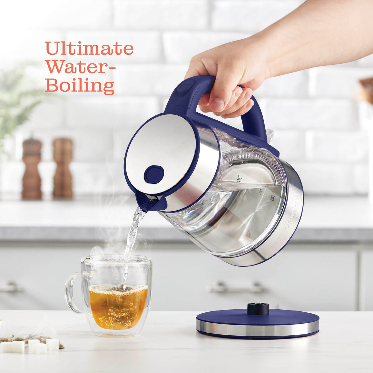 Speed-Boil Water Electric Kettle, 1.7L 1500W, Coffee & Tea Kettle Borosilicate Glass