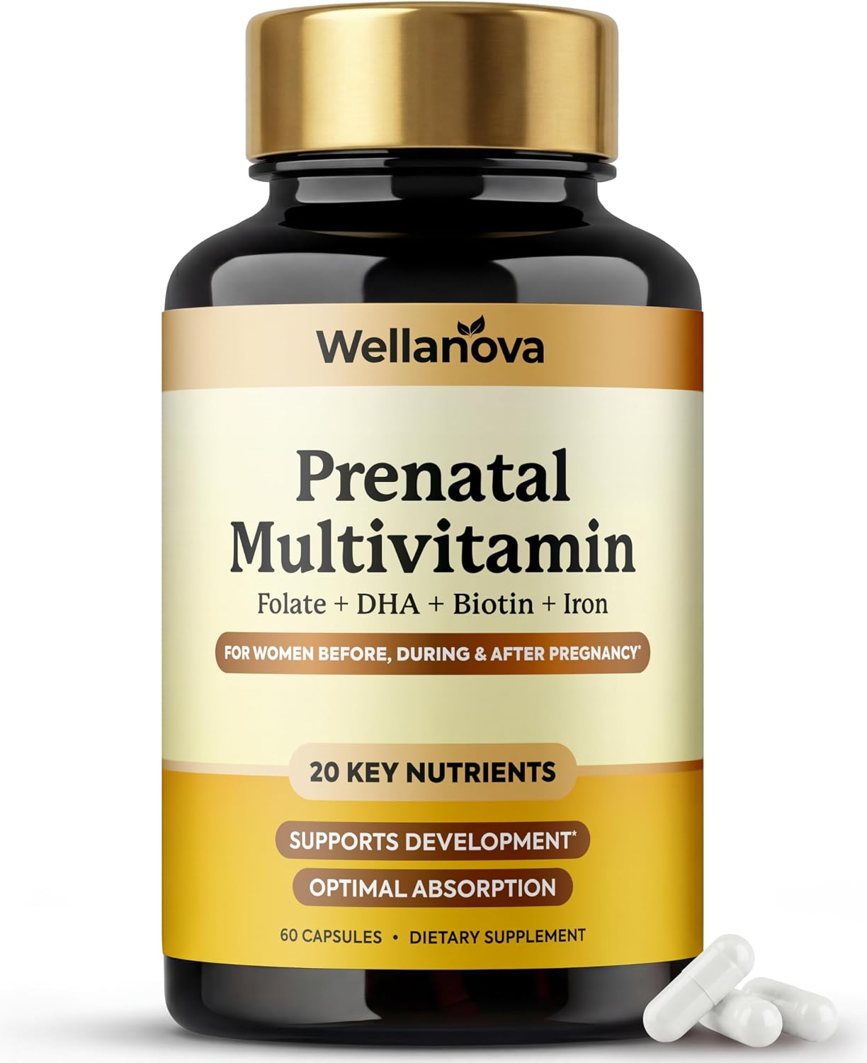 Prenatals Multivitamin for Women – with Iron – Family Planning & Pregnancy | Prenatal Vitamins With DHA, Folate & Gentle Chelated Minerals, 60 Capsules