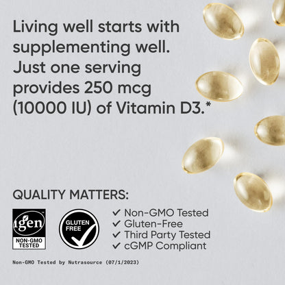 Sports Research Vitamin D3 5000 IU with Coconut MCT Oil - High Potency Vitamin D Supplement for Immune & Bone Support - Non-GMO Verified, Gluten & Soy Free – 125mcg, 360 Liquid Softgels