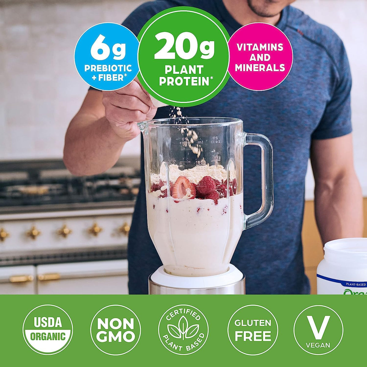 Orgain Organic Vegan Meal Replacement Protein Powder, Vanilla Bean - 20g Plant Based Protein