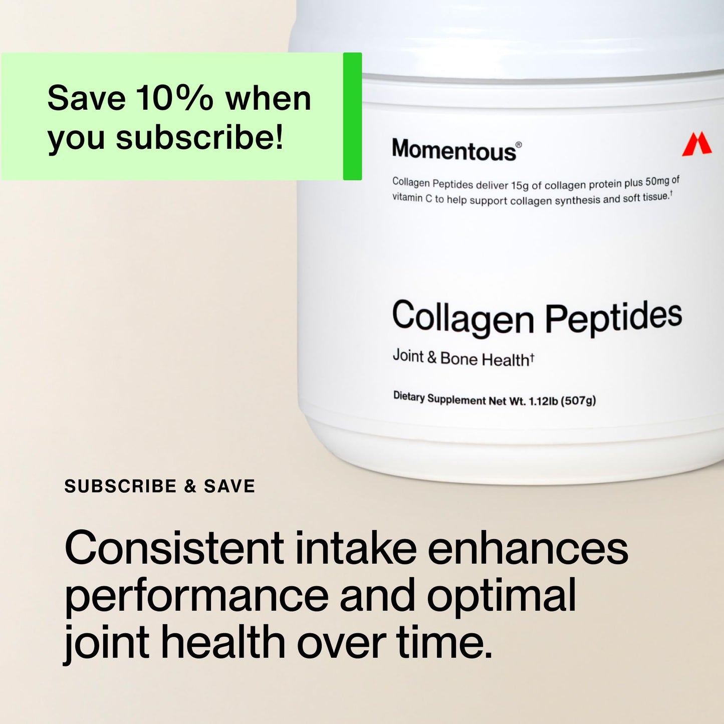 Momentous Grass-Fed Collagen Peptides Powder - Collagen Protein Powder with Fortigel & Vitamin C for Hair, Skin, Nails, & Joint Health Support - NSF Certified for Sport - Packaging May Vary