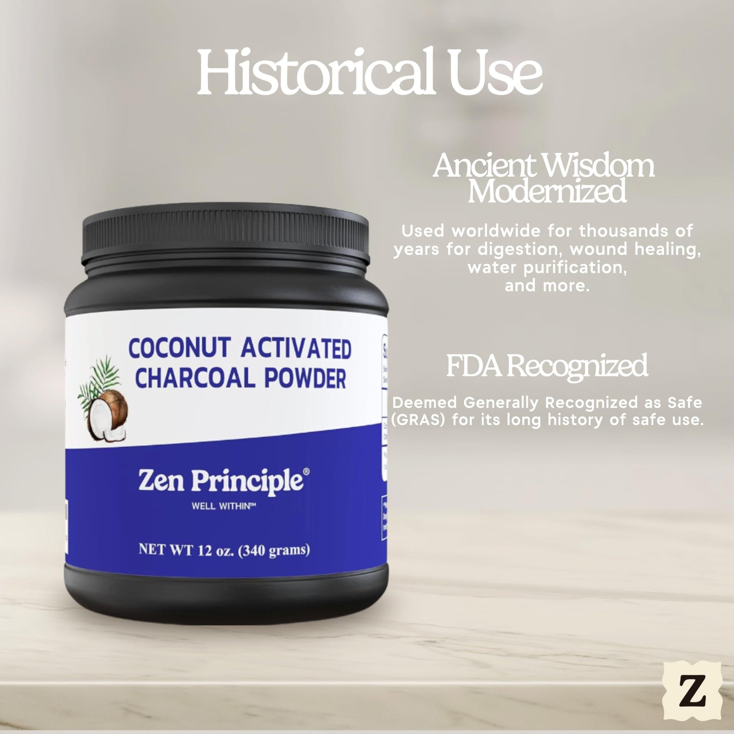 Zen Principle Coconut Activated Charcoal Powder. Whitens Teeth, Rejuvenates Skin and Hair, Supports Better Digestion. USA-Owned Producers, 2.5 lb