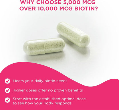 Vital Vitamins Biotin Complex with Collagen & Hyaluronic Acid | 5,000mcg Biotin, MSM & Vitamin C for Hair, Skin & Nails, Non-GMO, For Women & Men, 60 Capsules check