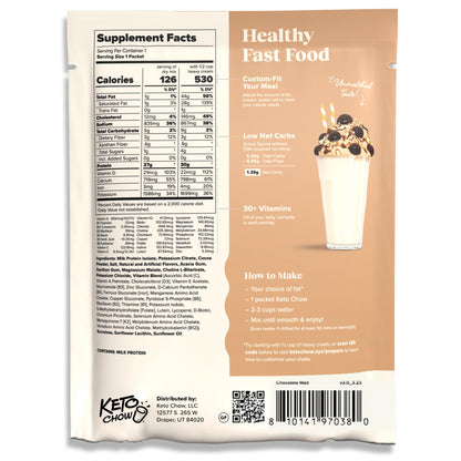 Keto Chow Chocolate Peanut Butter Meal Replacement Shake Powder, 1 Meal