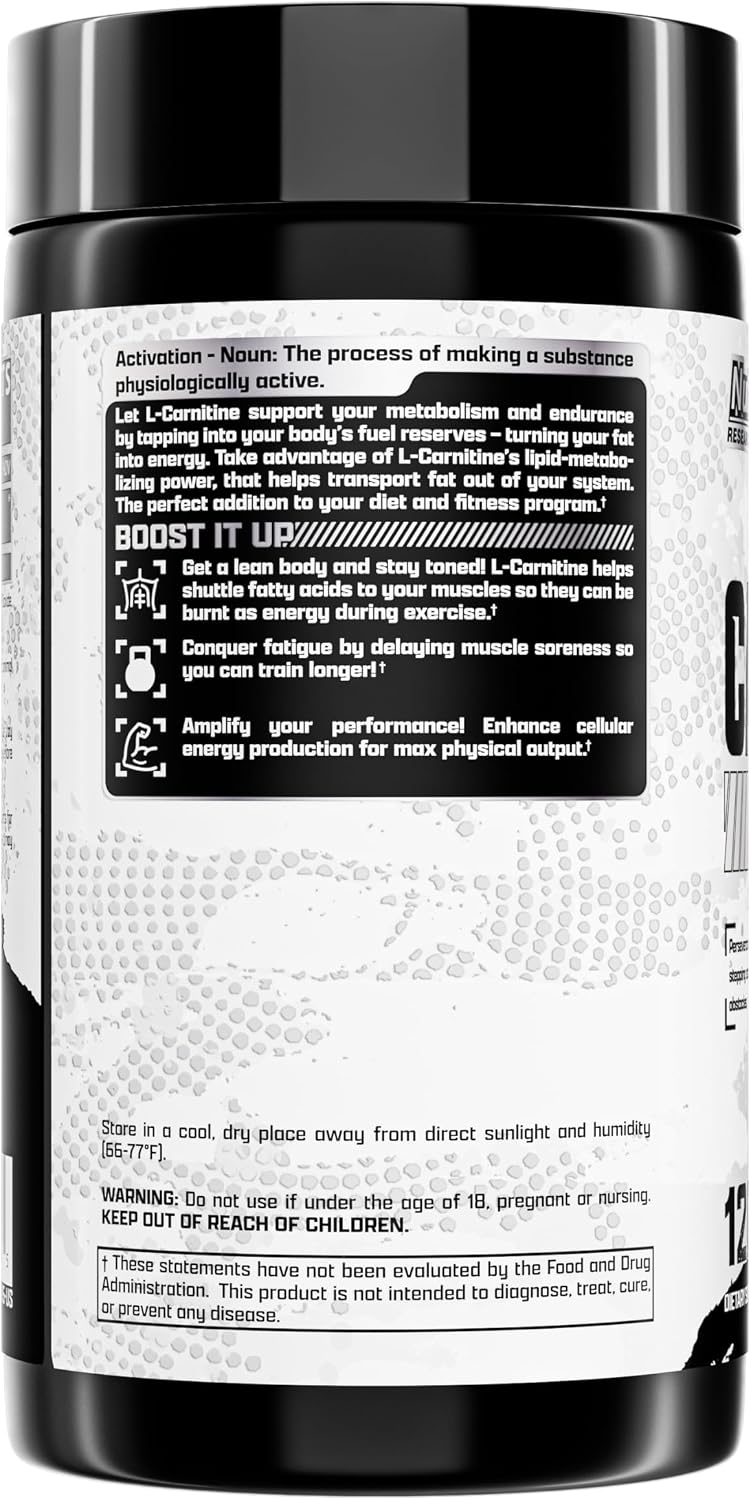 Nutrex Research Lipo-6 L Carnitine 1000mg | Pure L-Carnitine Tartrate Supports Fat Metabolism, Energy, Stimulant Free Weight Management Supplement, Keto Friendly - 120 Capsules
