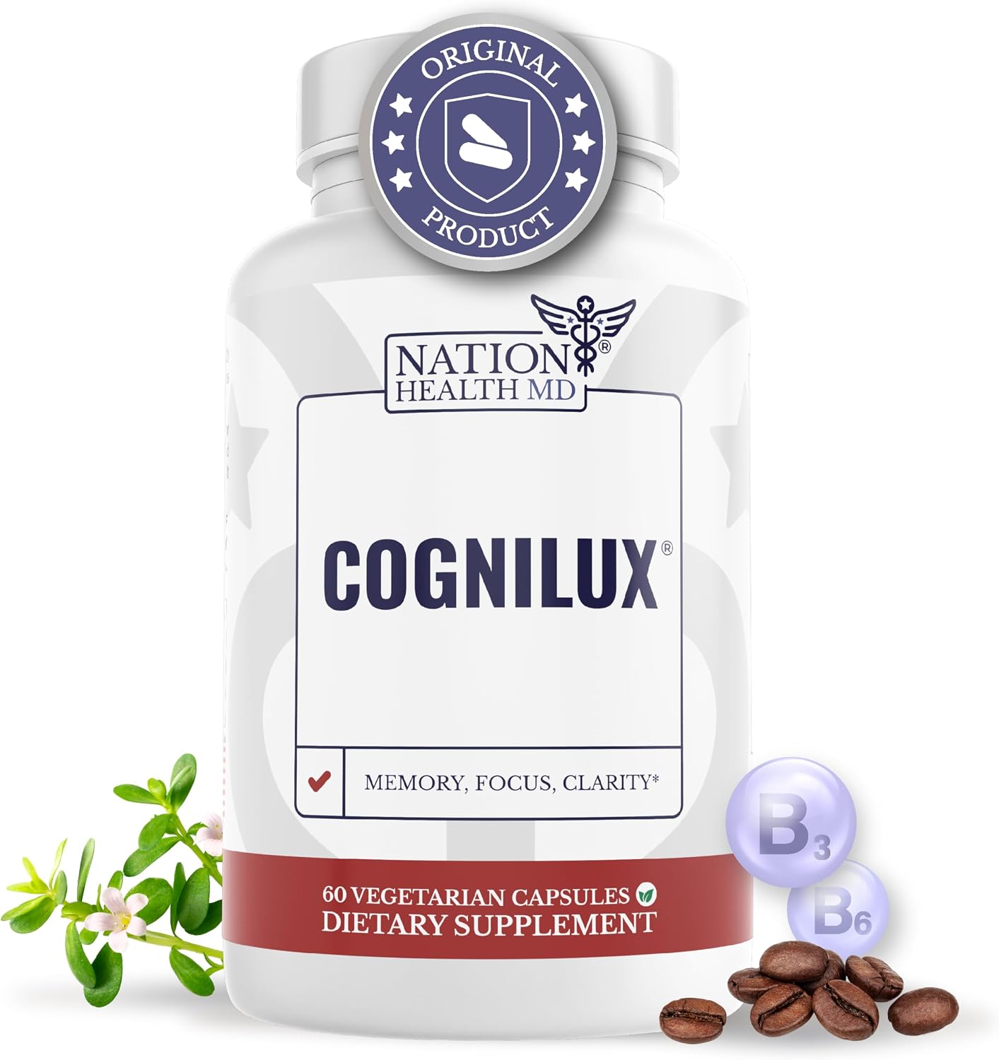Cognilux | Brain Supplements for Memory and Focus | Nootropic Focus Supplement, Niacin, Vitamin B6, GABA, Memory Supplement for Brain, Brain Health