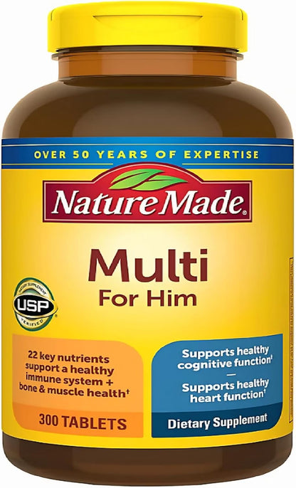 Nature Made Multivitamin for Him, Mens Multivitamins with No Iron, Daily Nutritional Support, Nature Made Multi Mens Vitamins & Minerals, 300 Tablets, 300 Day Supply