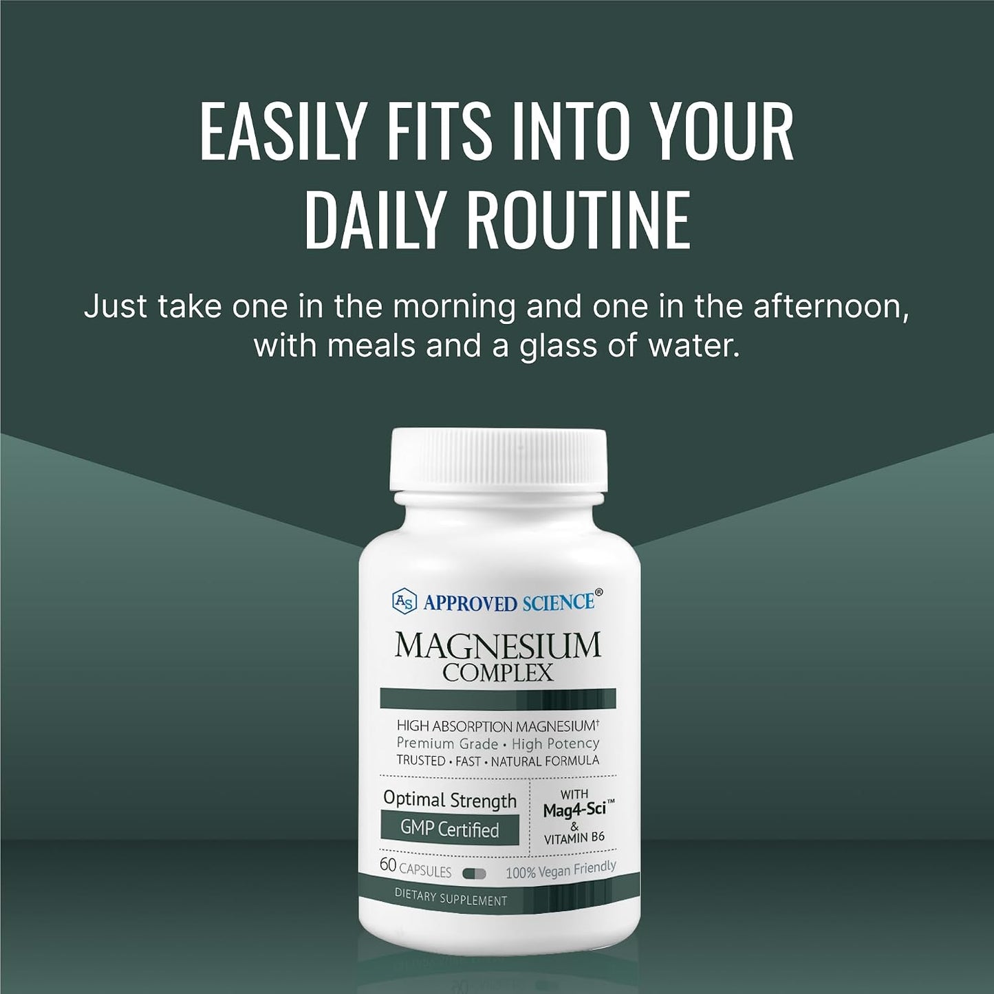 Approved Science Magnesium Complex - Magnesium Bisglycinate, Malate, Citrate, and Oxide, Heart, Headaches, Cramps, Energy - High Absorption - 60 Capsules - 1 Month Supply - Non-GMO - Vegan