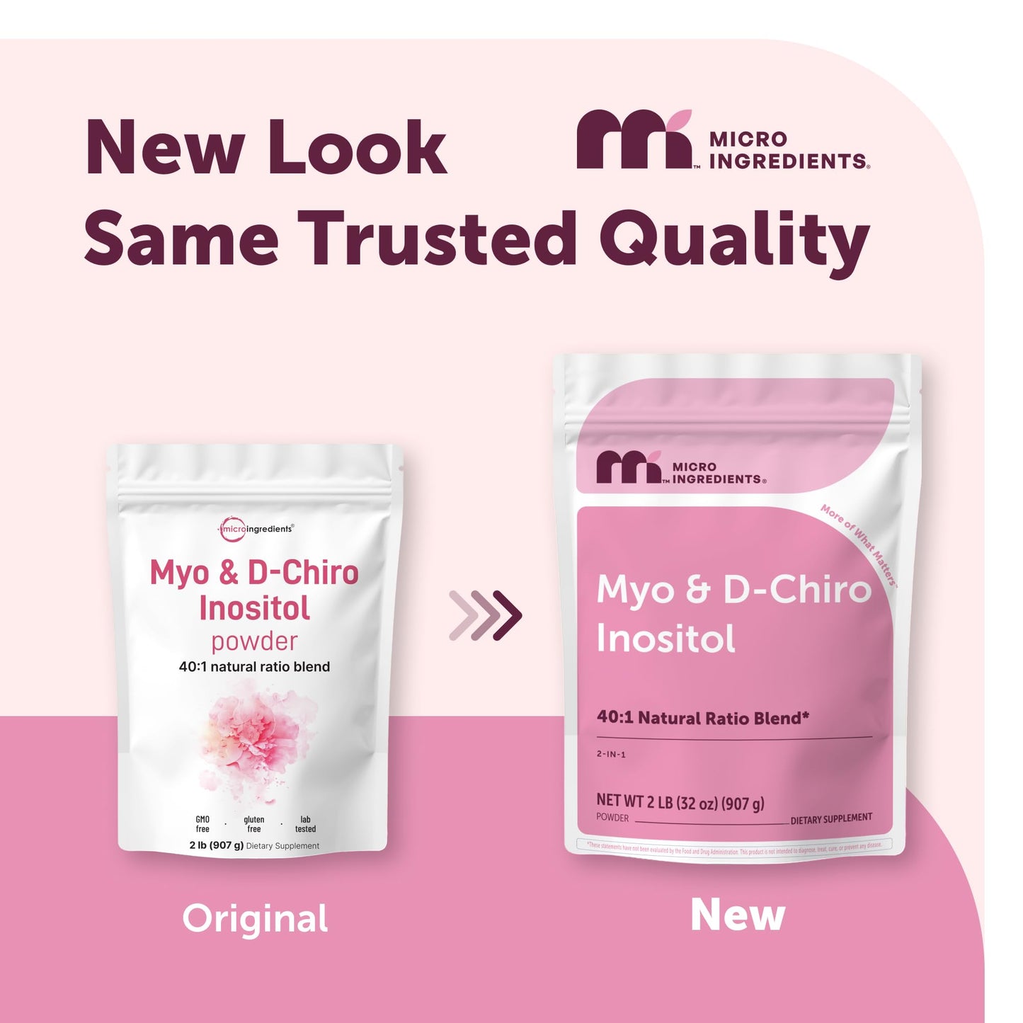 Micro Ingredients Myo-Inositol & D-Chiro Inositol Powder 1lb, 221 Servings | 40:1 Ideal Ratio Inositol Supplement for Women* | Support Hormonal Balance & Ovarian Health* | Non-GMO, Vegan, Filler-Free