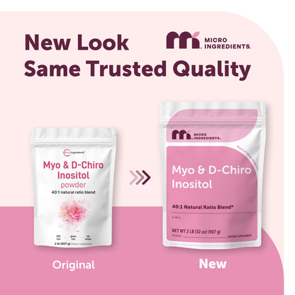 Micro Ingredients Myo-Inositol & D-Chiro Inositol Powder 1lb, 221 Servings | 40:1 Ideal Ratio Inositol Supplement for Women* | Support Hormonal Balance & Ovarian Health* | Non-GMO, Vegan, Filler-Free