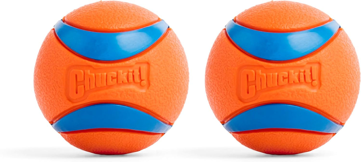 Chuckit! Ultra Ball Dog Toy - Medium Bouncy Fetch Balls For Dogs 20-60 lbs - Made from Durable Rubber - Floating Water Pet Toys - Size Medium - 2.5-inch Diameter - Pack of 2 | Bouncy durable rubber design for pups 20-60 lbs, high bounce action for active