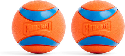 Chuckit! Ultra Ball Dog Toy - Medium Bouncy Fetch Balls For Dogs 20-60 lbs - Made from Durable Rubber - Floating Water Pet Toys - Size Medium - 2.5-inch Diameter - Pack of 2 | Bouncy durable rubber design for pups 20-60 lbs, high bounce action for active