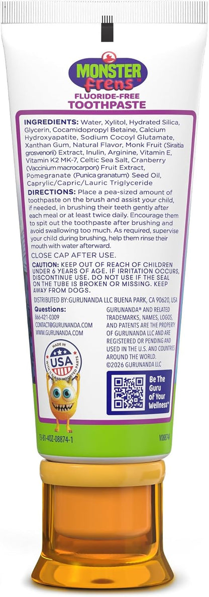 GuruNanda Kids Toothpaste, Strawberry Mango, SLS & Fluoride Free, 4.2 oz
