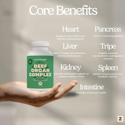 Zen Principle Grass Fed Beef Organs Supplement – Desiccated Liver, Heart, Kidney, Pancreas, Spleen, Intestine & Tripe/Stomach – Grass-Fed & Grass-Finished on the Natural Pastures of New Zealand 2-Pack