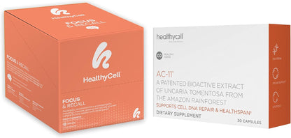Healthycell Telomere Length + Focus & Recall Brain Supplement Bundle | Telomere Length Healthy Aging Supplement + Focus & Recall Brain Supplement for Memory, Focus & Concentration - Daily Duo