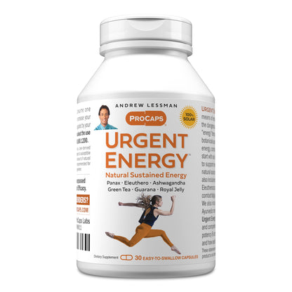ANDREW LESSMAN Urgent Energy 60 Capsules - Provides a Safe, Healthy Means of Enhancing Energy Levels and Feelings of Well-Being, Green Tea, Guarana, Ginseng, Royal Jelly, Ashwagandha, B-Complex