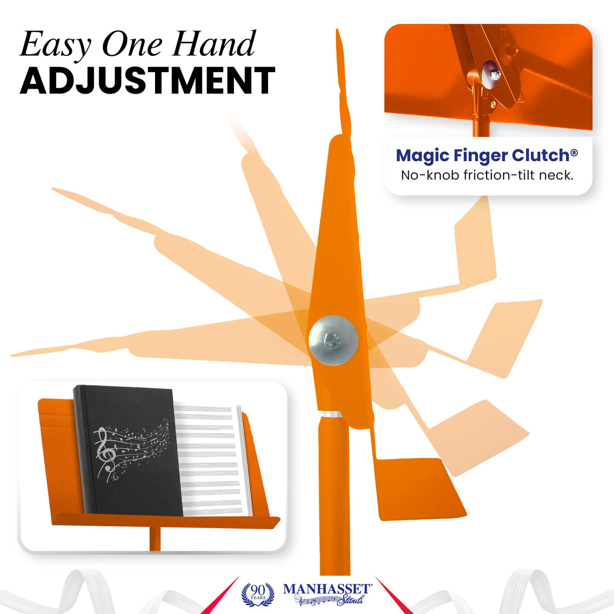 Manhasset Music Stand for Sheet Music - 48 Symphony Model - Long Lasting, Durable Manhasset Stand - Adjustable Height - 26" to 48" - Made in the USA
