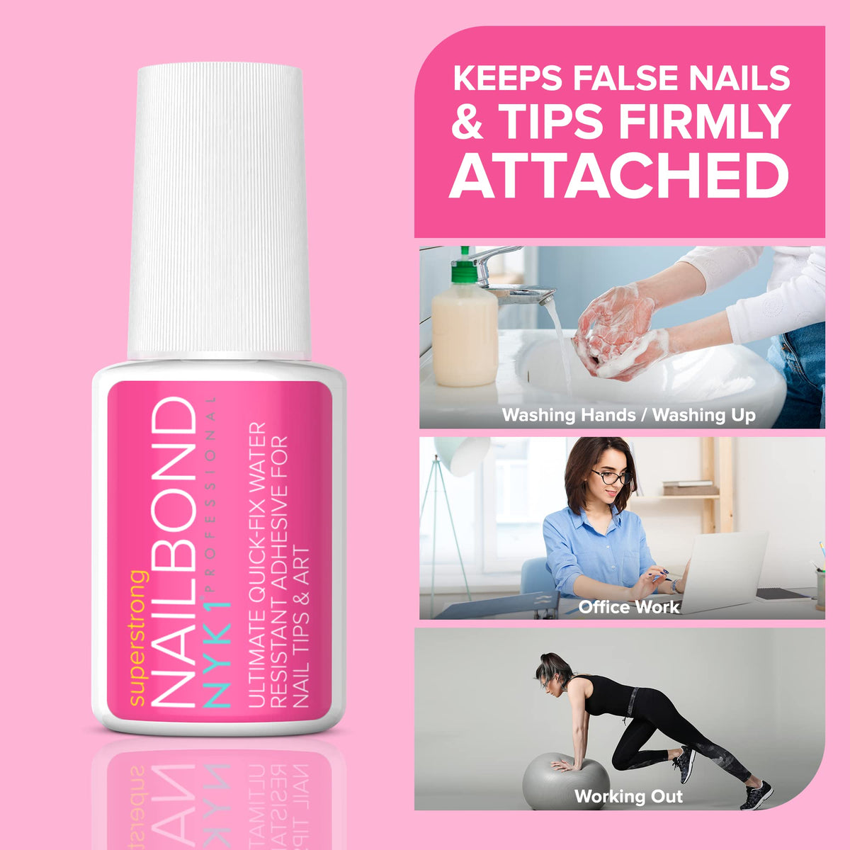 Super Strong Nail Glue For Nail Tips, Acrylic Nails and Press On Nails (8ml) NYK1 Nail Bond