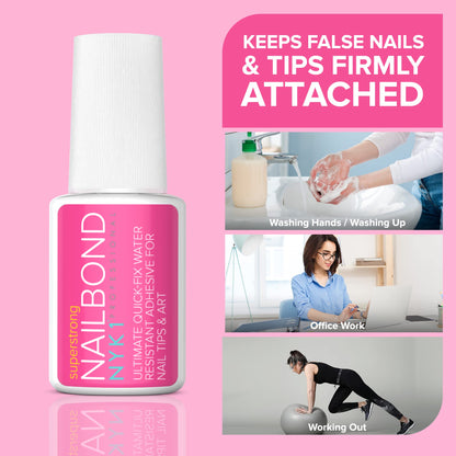 Super Strong Nail Glue For Nail Tips, Acrylic Nails and Press On Nails (8ml) NYK1 Nail Bond