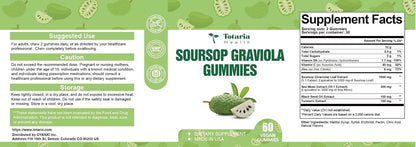 Totaria Sugar Free Soursop Oil Graviola Sea Moss Gummies - Support Digestive Sleep Skin Health, Immunity & Antioxidant - Guanabana Fruit with Sea Moss, 150mg Black Seed Oil Organic Non-GMO Vegan