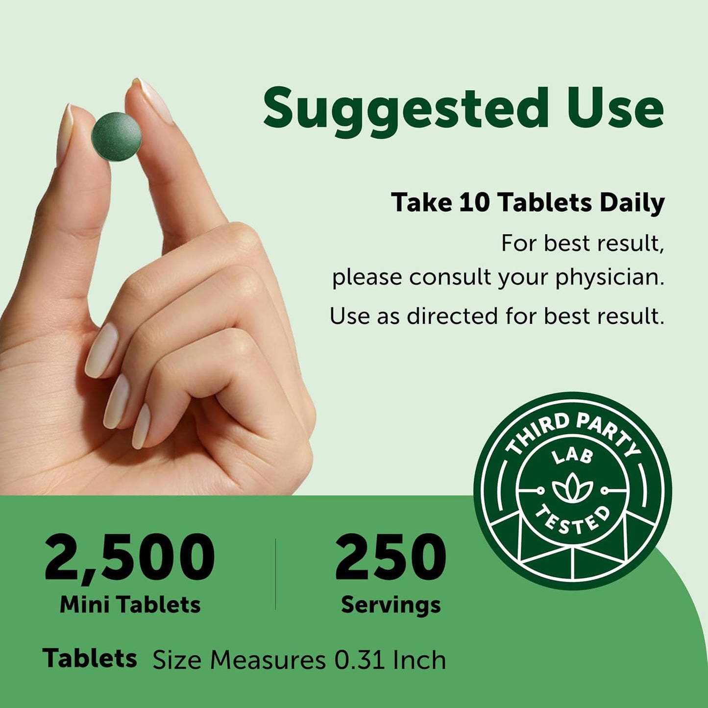 Micro Ingredients Organic Spirulina Chlorella Mini Tablets, 2,500 Tablets (8 Month Supply) | 50/50 Algae Blend | No Fillers, Non-GMO