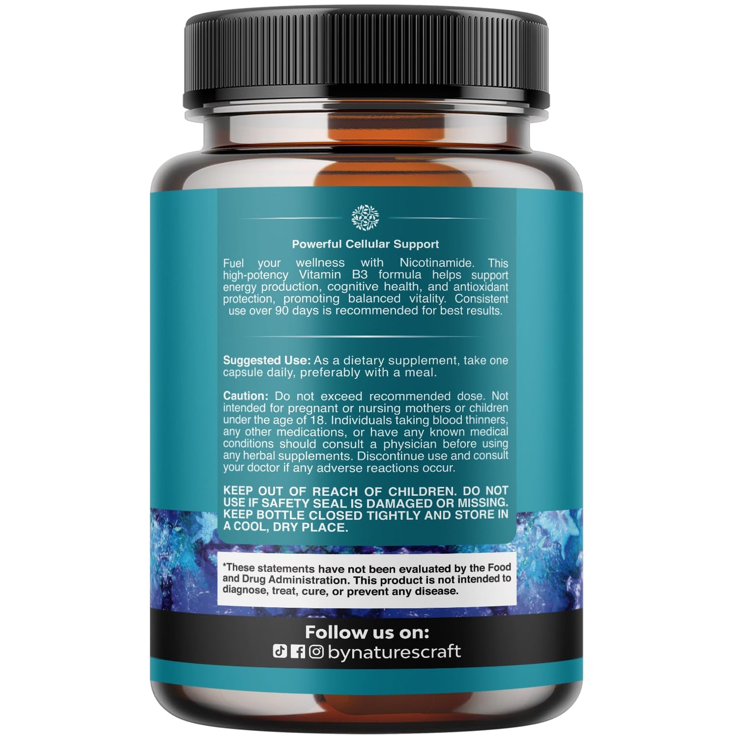 Vitamin B3 Niacinamide 500mg Capsules - Mitochondrial Energy and Potent Skin Supplement - Vitamin B3 Niacin Flush Free and Nicotinamide 500mg - Flush Free Niacin Supplement - 60 Count