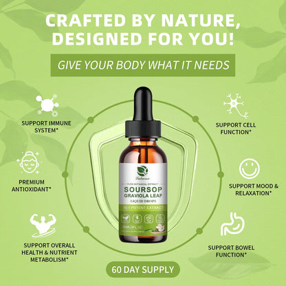 Lukaree Pure Soursop Graviola Leaf Extract for Immunity, Gut Health & Natural Energy Support – Soursop Bitters Liquid with Cold Extract – Vegan | Gluten-Free | 2 Fl Oz