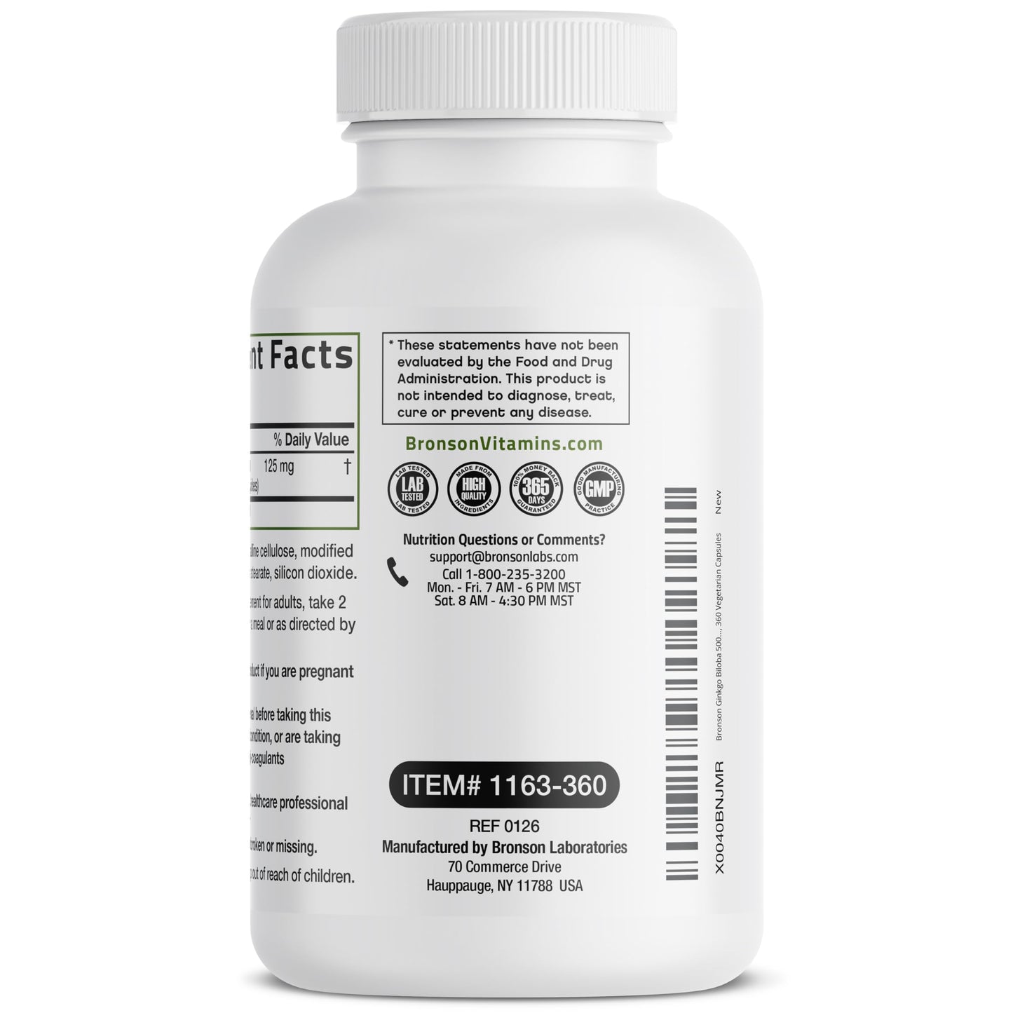 Bronson Ginkgo Biloba Extra Strength Brain & Memory Support 120 Capsules | Vegetarian, Non-GMO, Gluten Free, Soy Free, Memory, Cognitive & Brain Health Support