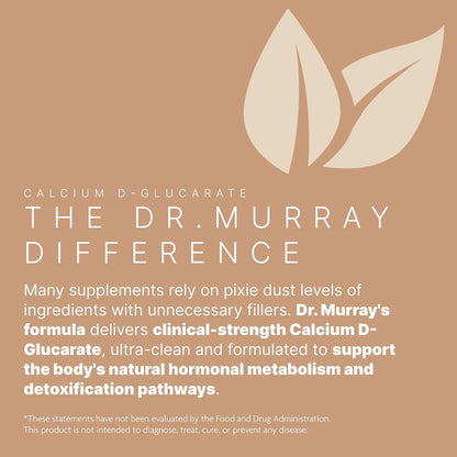 Dr. Murray's Ultra Clean Calcium D-Glucarate 500 mg - Supports Estrogen Metabolism | Liver Detox | Hormonal Balance | Vegan Capsules | 30 Count