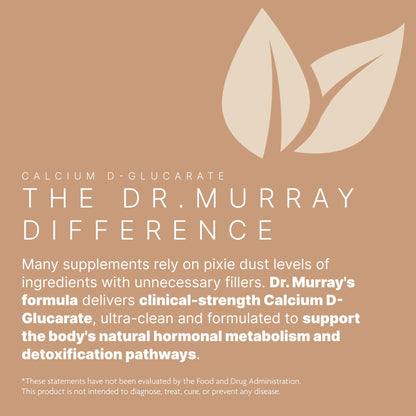Dr. Murray's Ultra Clean Calcium D-Glucarate 500 mg - Supports Estrogen Metabolism | Liver Detox | Hormonal Balance | Vegan Capsules | 30 Count