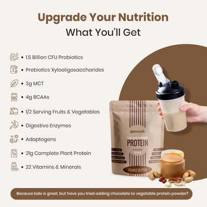 UpNourish Chocolate Vegan Protein Powder 54 Superfoods Powder,1.5 Billion CFU Probiotics 21g Plant Based Protein,No Sugar No Dairy No GMO Dairy Free,Meal Replacement Shake Keto-Friendly Low-Carb Diet,15 Servings