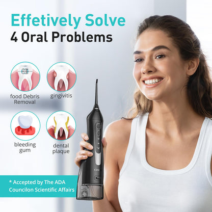 COSLUS ADA Accepted C20 Water Dental Flosser Pick, Professional Set Black