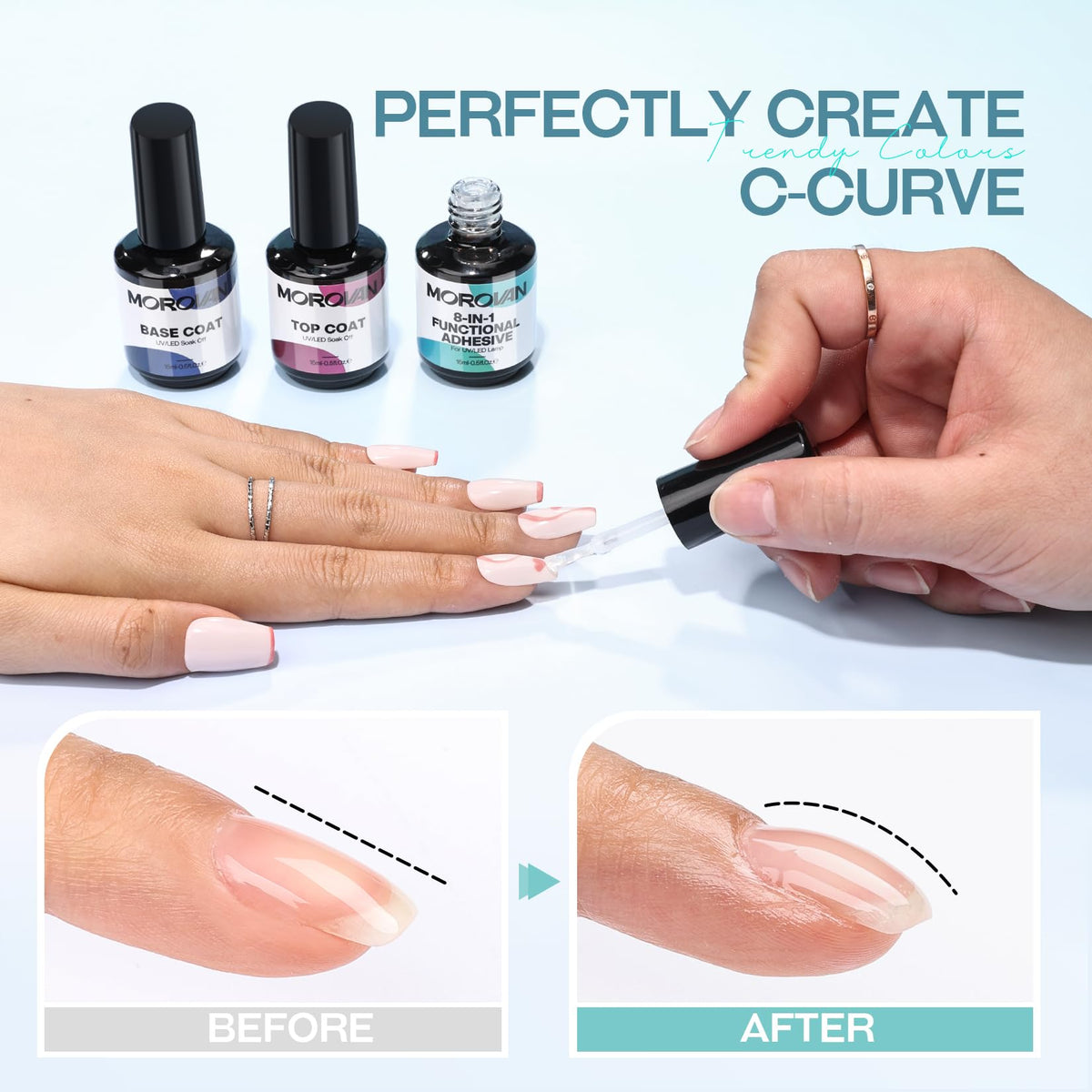 Morovan Builder Gel for Nails: Clear 8 in 1 Builder Gel with Gel Top Coat and Base Coat